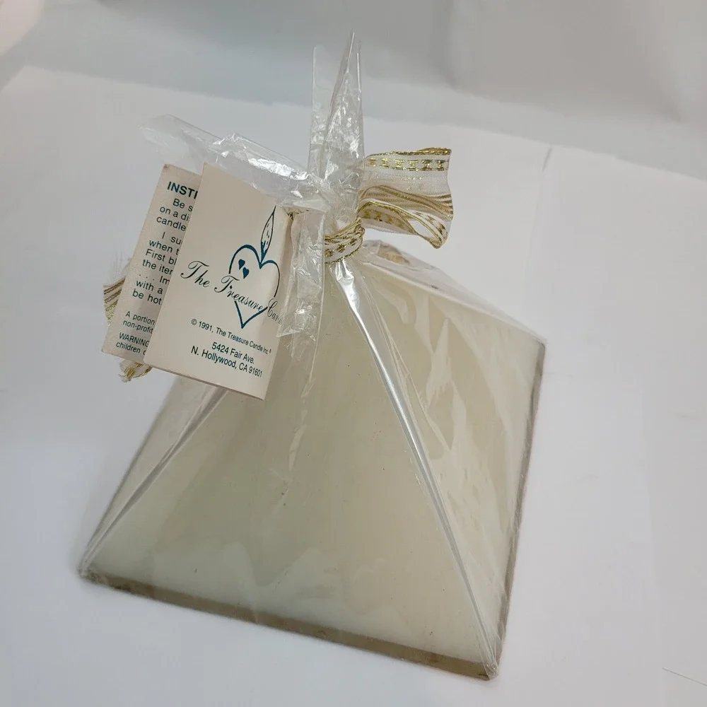 The Treasure Candle Golden Angel Pyramid Candle Vintage 1991 Hidden Treasures